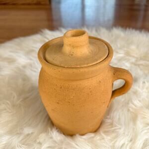 Vintage Terracotta Pottery Jar with Lid Boho Home Decor